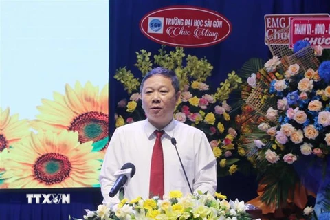 Phó Chủ tịch UBND Thành phố Hồ Chí Minh Dương Anh Đức phát biểu tại Hội nghị. (Ảnh: Thu Hương/TTXVN)