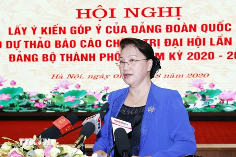 Chủ tịch Quốc hội Nguyễn Thị Kim Ngân phát biểu chỉ đạo hội nghị. (Ảnh: Trọng Đức/TTXVN)