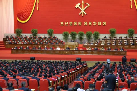 Các đại biểu tại ngày họp thứ 4 Đại hội lần thứ VIII đảng Lao động Triều Tiên ở Bình Nhưỡng, ngày 9/1/2021. (Ảnh: KCNA/TTXVN)