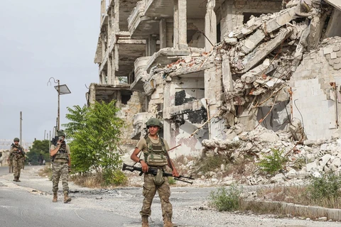 Binh sỹ Thổ Nhĩ Kỳ tuần tra tại tỉnh Idlib. (Nguồn: AFP/TTXVN)