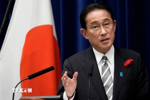 Thủ tướng Nhật Bản Fumio Kishida phát biểu trong cuộc họp báo tại Tokyo, Nhật Bản. (Ảnh: AFP/TTXVN)