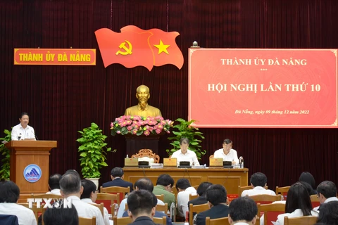 Quang cảnh hội nghị lần thứ 10 Ban chấp hành Đảng bộ thành phố Đà Nẵng. (Ảnh: Quốc Dũng/TTXVN)