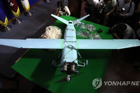 Một máy bay không người lái của Triều Tiên được phát hiện ở một khu vực miền núi của Hàn Quốc vào năm 2017. (Nguồn: Yonhap) 