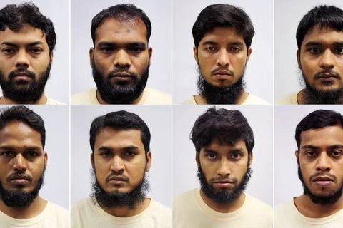 Tám đối tượng quốc tịch Bangladesh vừa bị Singapore bắt giữ theo Luật An ninh Nội địa, do có âm mưu tấn công khủng bố tại quê nhà. (Nguồn: Bộ Nội vụ Singapore)