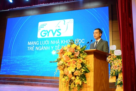Tiến sỹ Hà Anh Đức - Chủ tịch Hội Thầy thuốc trẻ Việt Nam phát biểu tại buổi lễ ra mắt mạng lưới. (Ảnh: PV/Vietnam+)