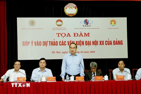 Chủ tịch Ủy ban Trung ương Mặt trận Tổ quốc Việt Nam Nguyễn Thiện Nhân phát biểu. (Ảnh: Nguyễn Dân/TTXVN)
