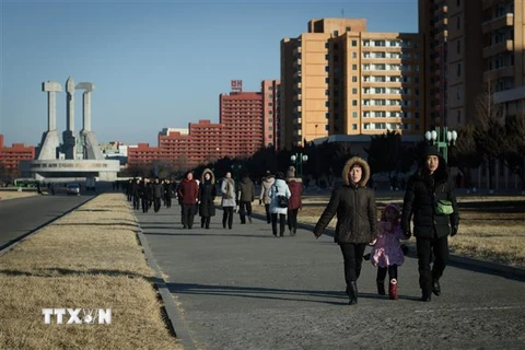 Người dân tại thủ đô Bình Nhưỡng, Triều Tiên. (Nguồn: AFP/TTXVN)