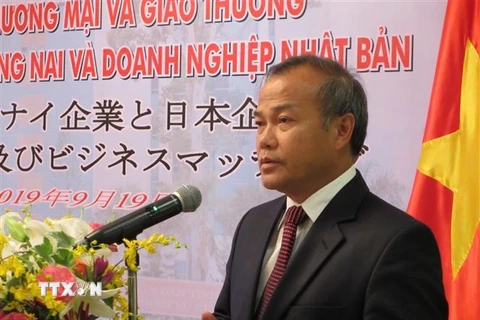 Đại sứ Việt Nam tại Nhật Bản Vũ Hồng Nam phát biểu tại hội thảo. (Ảnh: Đào Tùng/TTXVN)