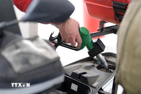 Bơm xăng cho phương tiện tại trạm xăng. (Ảnh: THX/TTXVN)