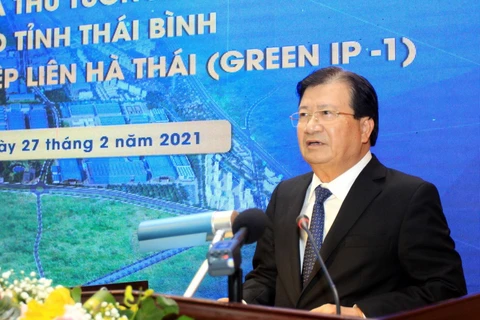 Phó Thủ tướng Trịnh Đình Dũng phát biểu tại hội nghị. (Ảnh: Thế Duyệt/TTXVN)