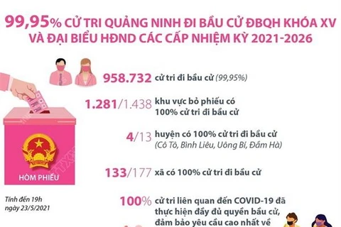 99,95% cử tri Quảng Ninh đi bầu cử ĐBQH và đại biểu HĐND các cấp