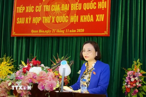 Bà Cầm Thị Mẫn, Đại biểu Quốc hội chuyên trách Đoàn đại biểu Quốc hội tỉnh Thanh Hóa. (Ảnh: TTXVN phát)
