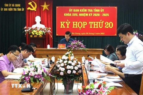 Quang cảnh Kỳ họp thứ 20 của Ủy ban kiểm tra Tỉnh ủy Hà Giang. (Ảnh: TTXVN phát)