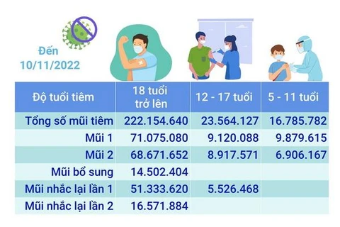 Hơn 262,504 triệu liều vaccine phòng COVID-19 đã được tiêm ở Việt Nam