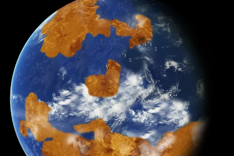 Hình ảnh mô phỏng về một Sao Kim ẩm ướt và nhiều oxy hơn trong quá khứ. (Nguồn: ScienceAlert)