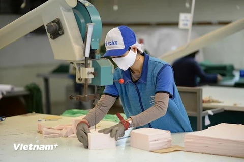 Việc triển khai nhiều giải pháp chống dịch đã giúp cho xuất khẩu dệt may của Việt Nam có mức suy giảm thấp nhất xét về mặt hàng quần áo trong top 5 các nước xuất khẩu dệt may thế giới. (Ảnh: Đức Duy/Vietnam+)