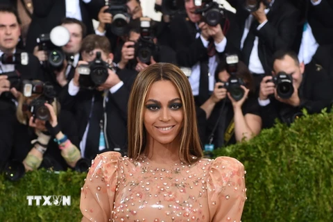 Nữ ca sỹ Beyonce tại Dạ tiệc gây quỹ cho Việt bảo tàng nghệ thuật Metropolitan ở New York, Mỹ ngày 2/5/2016. (Nguồn: AFP/TTXVN)