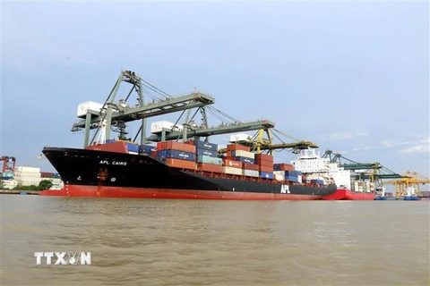 Bốc dỡ hàng hóa tại cảng Cát Lái, Thành phố Hồ Chí Minh. (Ảnh: Thanh Vũ/TTXVN) 