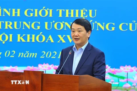 Ông Hầu A Lềnh, Phó Chủ tịch kiêm Tổng Thư ký Ủy ban Trung ương Mặt trận Tổ quốc Việt Nam, phát biểu. (Ảnh: Minh Đức/TTXVN) 