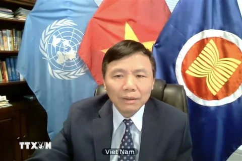 Đại sứ Đặng Đình Quý, Trưởng Phái đoàn đại diện Thường trực Việt Nam tại Liên hợp quốc. (Ảnh: Hữu Thanh/TTXVN) 