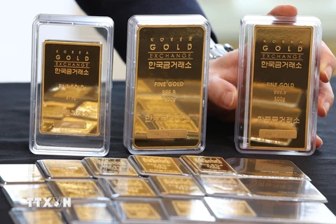 Sàn giao dịch vàng ở Seoul, Hàn Quốc. (Ảnh: Yonhap/TTXVN) 