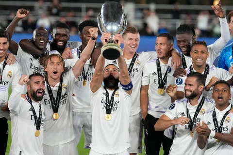 Real Madrid giành danh hiệu vô địch Siêu cúp châu Âu. (Nguồn: skysports.com) 