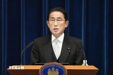 Thủ tướng Nhật Bản Fumio Kishida phát biểu tại cuộc họp báo ở Tokyo, ngày 10/8/2022. (Ảnh: Kyodo/TTXVN) 