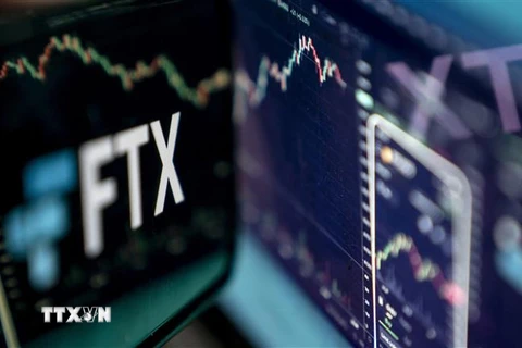 Biểu tượng của sàn giao dịch tiền kỹ thuật số FTX trên màn hình máy tính. (Ảnh: AFP/TTXVN)