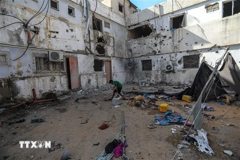 Một bệnh viện ở thành phố Gaza bị hư hại sau cuộc tấn công của lực lượng Israel ngày 9/11/2023. (Ảnh: THX/TTXVN) 