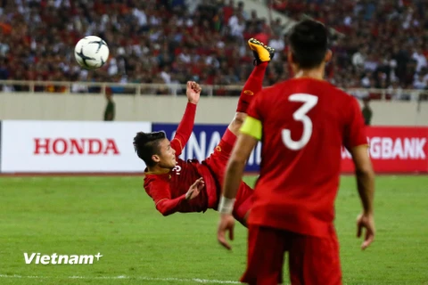 Tuyển Việt Nam đối đầu Malaysia trên sân khách ngày 13/10 tới ở vòng loại World Cup 2022. (Ảnh: Nguyên An/Vietnam+) 