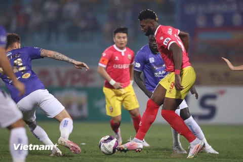 Hà Nội FC bị Hồng Lĩnh Hà Tĩnh cầm hòa. (Ảnh: PV/Vietnam+) 