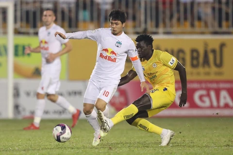 Trận cầu tâm điểm giữa Hà Nội FC với Hoàng Anh Gia Lai tạo nên bước ngoặt cho cuộc đua vô địch V-League 2022. (Ảnh: PV/Vietnam+) 