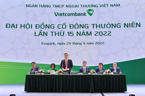 Đoàn chủ tịch của Vietcombank tại Đại hội đồng cổ đông. (Ảnh: Vietnam+)