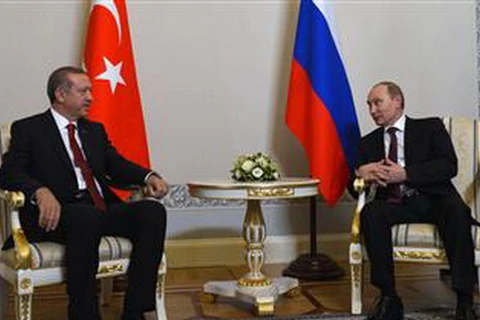 Tổng thống Nga Vladimir Putin và Thủ tướng Thổ Nhĩ Kỳ Tayyip Erdogan. (Ảnh: AA)
