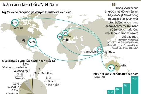 [Infographics] Toàn cảnh dòng chảy kiều hối vào Việt Nam