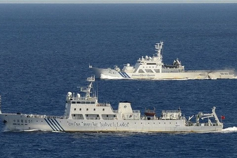 Các tàu Trung Quốc hoạt động tại vùng biển tranh chấp Senkaku/Điếu Ngư. (Nguồn: telegraph.co.uk)