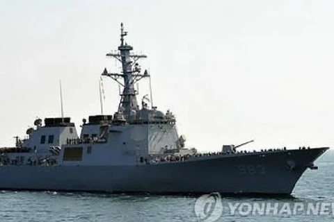 Tàu khu trục Hàn Quốc được trang bị hệ thống cảnh báo sớm Aegis. (Ảnh: Yonhap)