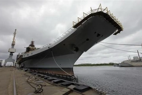 Tàu sân bay INS Vikramaditya của Hải quân Ấn Độ. (Ảnh: Reuters)