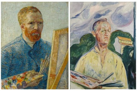 Bức tranh tự họa của Van Gogh (trái) và Edvard Munch. (Ảnh: Reuters)