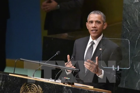 Tổng thống Mỹ Barack Obama phát biểu tại Đại hội đồng Liên hợp quốc. (Nguồn: AFP/TTXVN)