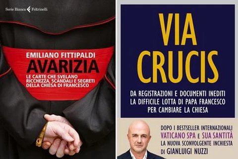 Bìa hai cuốn sách công bố nhiều bê bối về tài chính của Vatican sẽ được xuất bản vào ngày 5/11. (Nguồn: ANSA)