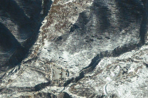 Hình ảnh vệ tinh bãi thử hạt nhân Punggye-ri ở Triều Tiên. (Ảnh: DigitalGlobe/Getty Images)