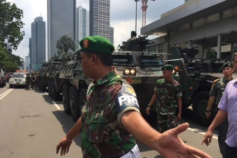 An ninh Indonesia luôn được đặt ở mức báo động sau vụ tấn công khủng bố ở Jakarta. (Nguồn: ABC News)