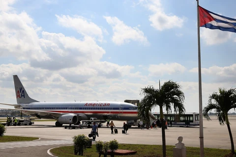 Máy bay của hãng hàng không Mỹ tại sân bay Cuba. (Ảnh: Getty)