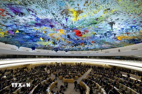 Một phiên họp của Hội đồng nhân quyền LHQ. (Ảnh: AFP/TTXVN)