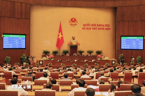 Kỳ họp thứ Mười một, Quốc hội khoá XIII (sáng 6/4/2016). (Ảnh: Phạm Kiên/TTXVN)