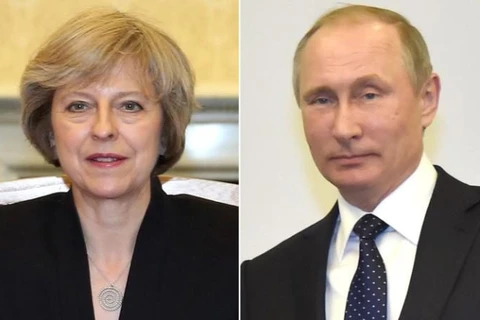 Thủ tướng Anh Theresa May và Tổng thống Nga Putin. (Nguồn: telegraph)