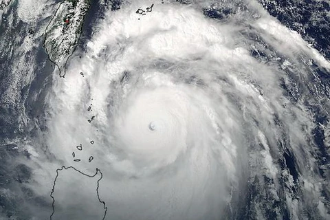 Ảnh chụp vệ tinh siêu bão Meranti. (Nguồn: AP)