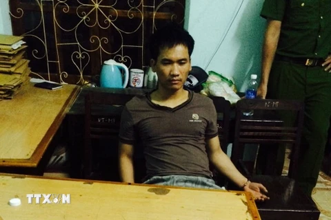 Đối tượng Nguyễn Tiền Lương tại phòng Cảnh sát điều tra Công an huyện Văn Bàn ngày 26/9. (Ảnh: Hương Thu/TTXVN)