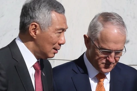 Thủ tướng Australia Malcolm Turnbull và Thủ tướng Singapore Lý Hiển Long. (Nguồn: afr.com)